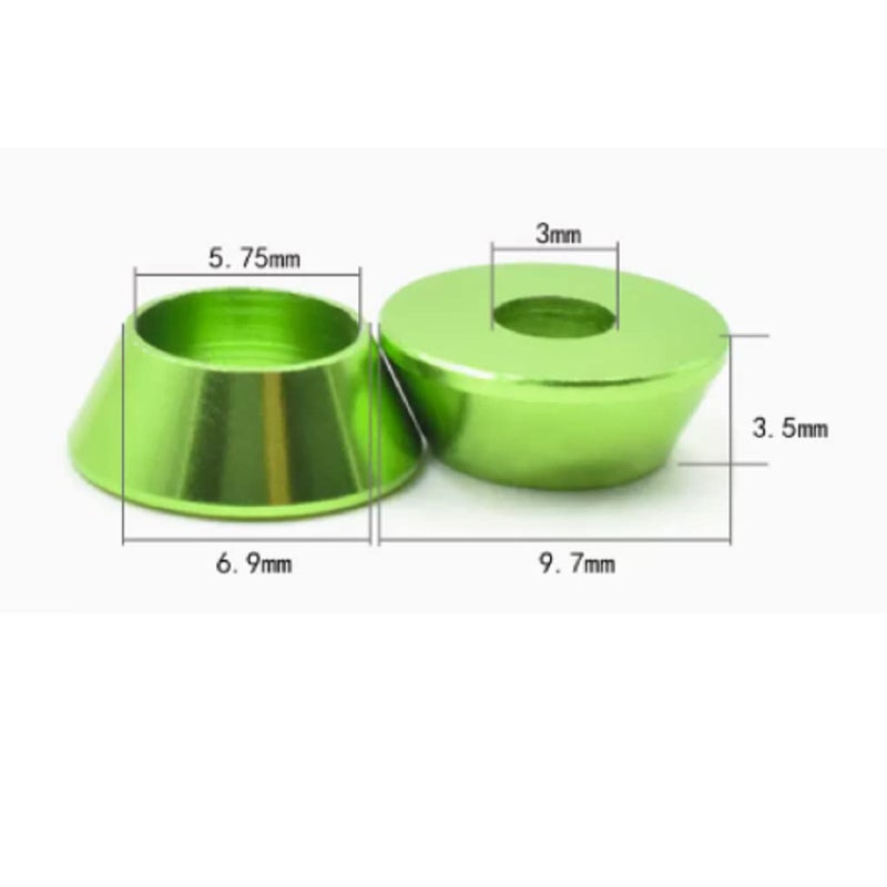 Alextend 50pcs M3 Cone Cup Washers Anodized Aluminum Alloy Screw Gasket Countersunk Washers (Green) - Image 2